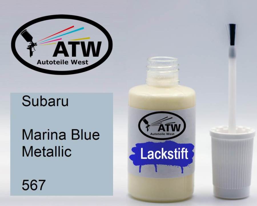 Subaru, Marina Blue Metallic, 567: 20ml Lackstift, von ATW Autoteile West.